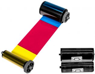 фото Цветная лента YMCKOK, двойная черная, оверлей с чистящим роликом, на 500 оттисков для принтера Advent SOLID 700 (ASOL7-YMCKOK500), фото 1